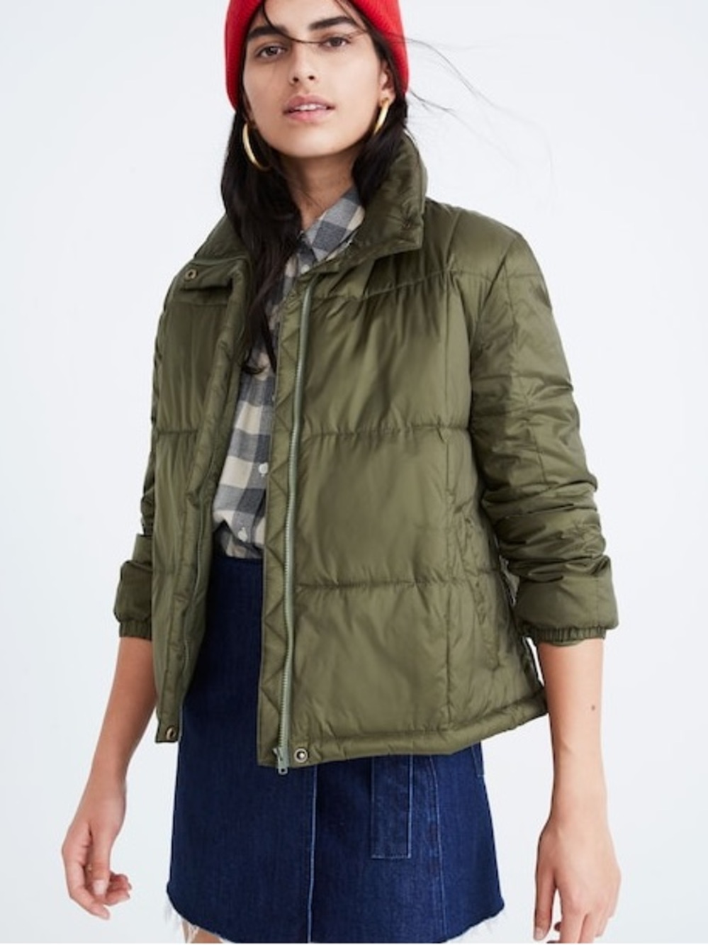 Madewell Olive Green Quilted Puffer Jacket - Women's